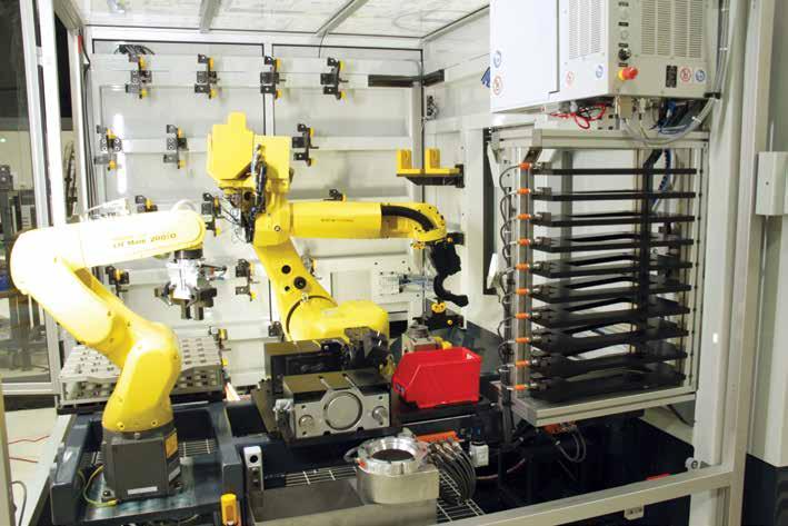 Dual Robot Automation Customise the dual robot for your needs 1 9 8 2 7 3 4 5 6 1 Storage racks for up to 24 wheel packs, endmills and spindle speeders 2 Primary robot changes wheel packs and fixture