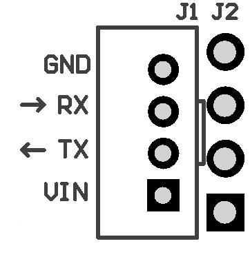 1 RS232 Connectors (J1, J2) The device provides communication and power via the RS232 connectors: J1, J2. The connectors J1 and J2 have a pin spacing of 2mm and 2.54mm respectively.