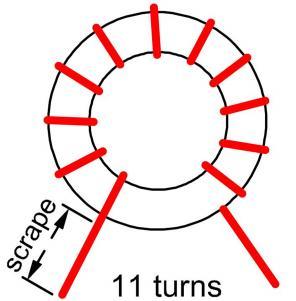 One turn more or less will affect the operation and the power output. Toroidal transformer L7 L7 is an impedance matching transformer. An FT37-43 is used (black toroid with 9.5mm/.375in OD).