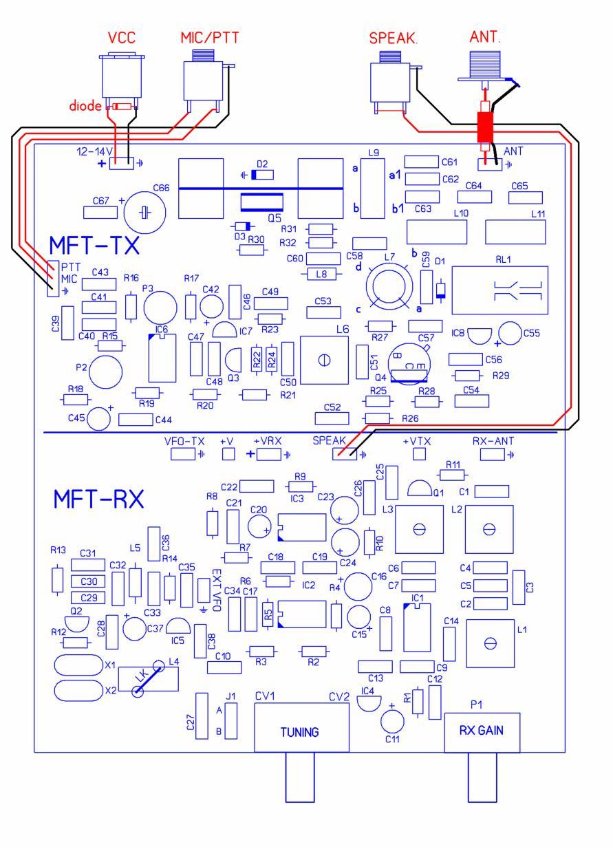 WIRING for TX + RX full use RX+TX Transceiver use (normal use) Note that if you use the RX along with the TX, you do not have to connect anything in