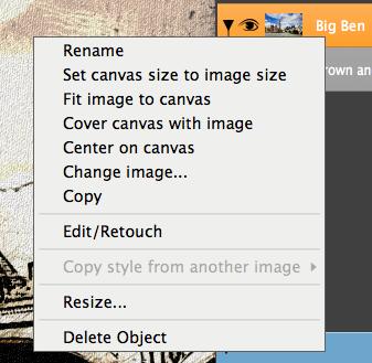 Right-click image settings on the original image: