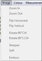 Menu bar, image menu image menu could decorate current displayed images Flip Horizontal Flips current displayed image around Flip Vertical Turn current