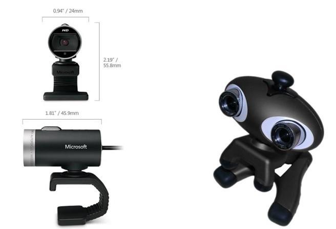 IMPLEMENTATION Fig. 43 Normal 2-D webcam (left) and conventional 3-D webcam (right). 2-D webcam Microsoft LifeCam Cinema (Fig. 43 left) is the 2-D webcam used in the first experiment.