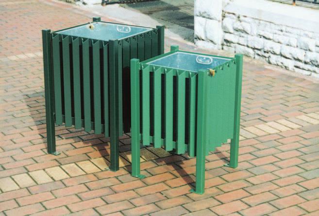 CARDIFF AND BRECON BINS Cardiff (14C40) and Brecon (14C39) Cardiff (RAL 3001) and Brecon (12B29), single post mounting These bins will survive in environments where other designs will not, and are