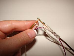 4 of 23 Now rotate your work so that the stitches you just knit are