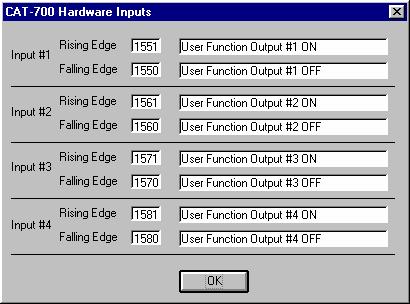 Hardware Inputs From the hardware input window, place the hand on the RISING or FALLING EDGE cell and double click.