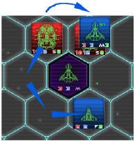 Only after your ship moves at least 1 sector and enters a sector with any enemy ships (including Pirates), that ship must stop moving this Turn. Eample: 5.3. Starting Ships 1.
