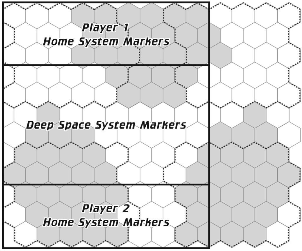 4 SPACE EMPIRES Scenario Book The rest of the map, including unused home regions gets Deep Space markers. This will use 98 of them.