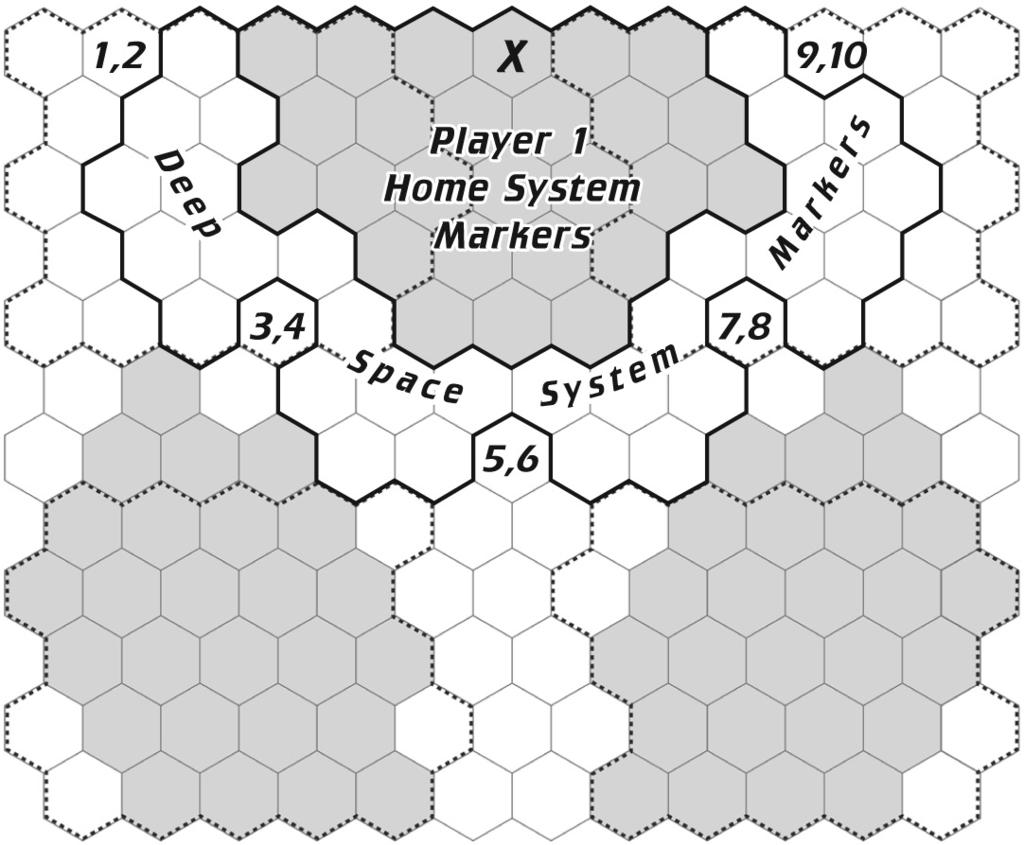 SPACE EMPIRES Scenario Book 9 SMALL SOLITAIRE MAP: There are 26 Home System markers for the player. The home planet is placed in the hex with an X.