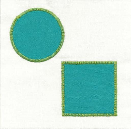 Satin Stitch Appliqué Fabric: One piece quilting cotton, 6 x 6 for base Tear-Away Stabilizer, 6 x 6 Quilting cotton, contrast for appliqué shape, 6 x 6 Paper-backed fusible web, 6 x 6 Needle: 80/12