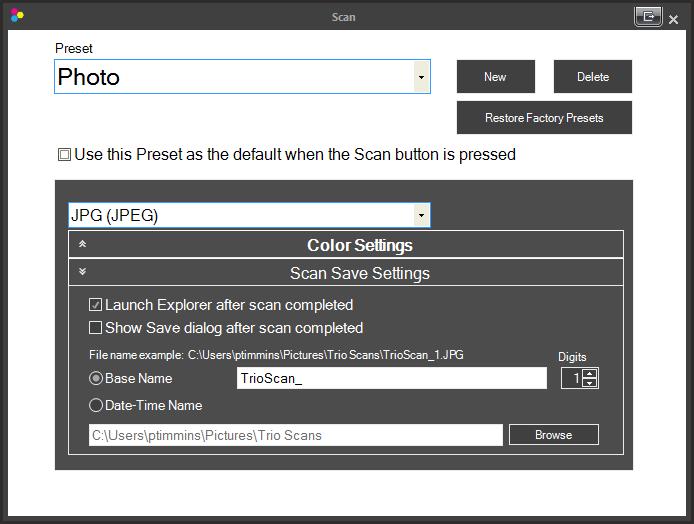 Launch Explorer after scan is completed. A Windows Explorer window will open after the scan is complete with the already saved file highlighted.
