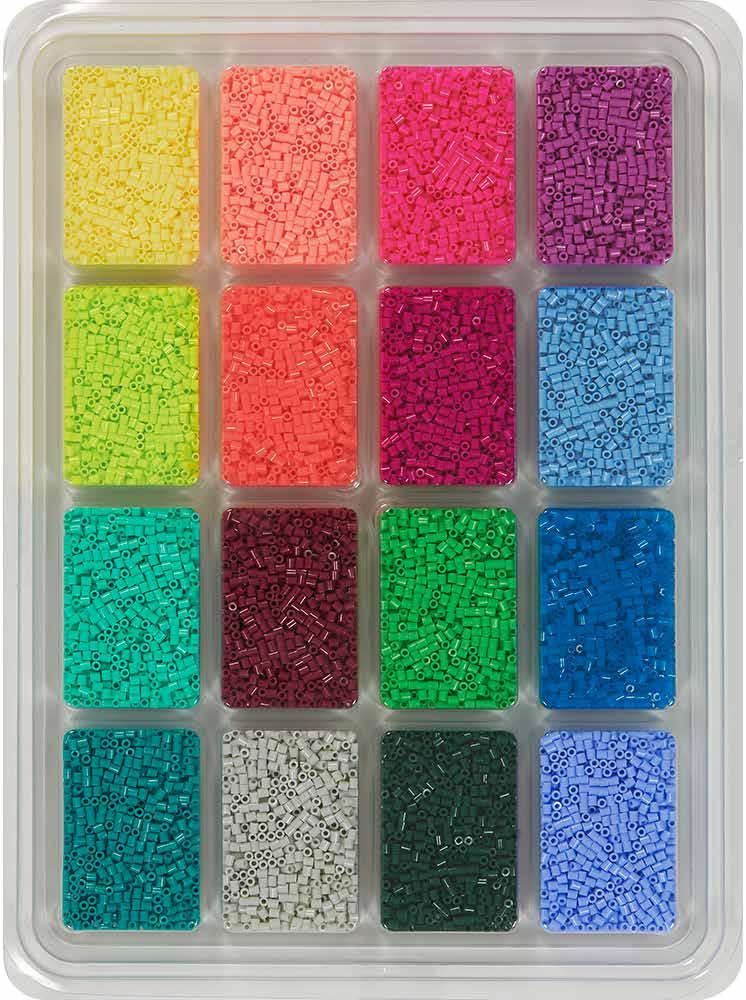 BEAD TRAY 16,000 COUNT 1000 OF EACH OF 16 COLORS 80-17537 LARGE TRAY OF MINI BEADS pastel yellow blush pink plum prickly pear hot coral