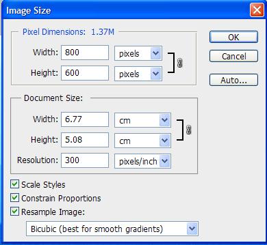 How to change size and resolution of an image Click on the Image menu and click on Image size, or press CTRL-ALT-I. Set the resolution under the Document Size section.