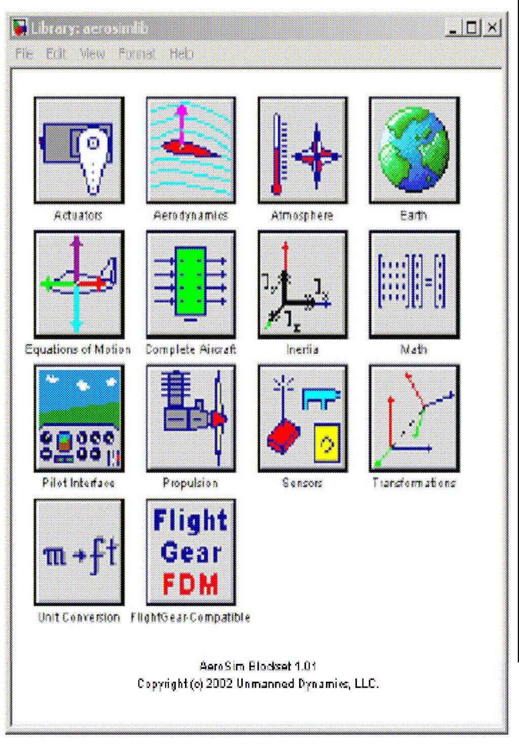 SIFCAD: Characteristics Flight Simulator in Simulink Environment Based on commercially available Simulink Toolboxes Graphics