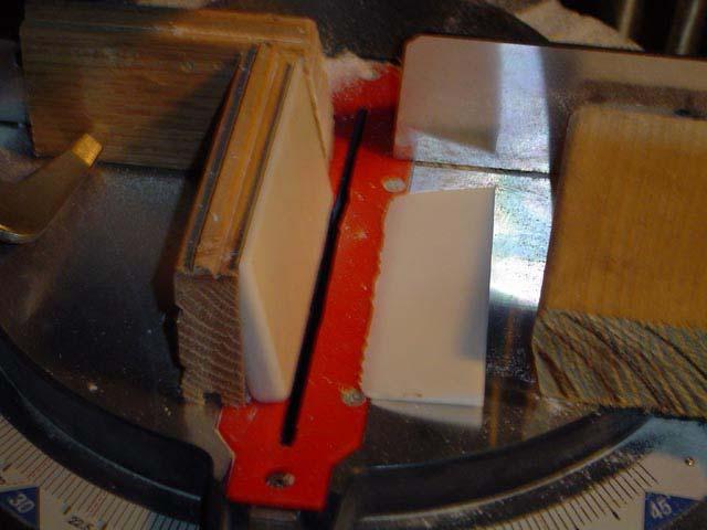 Bring blade up against jig to fine tune the position of the blade. Use a scrap piece to test cut, if all is well save this piece for later use in setting up the jig.