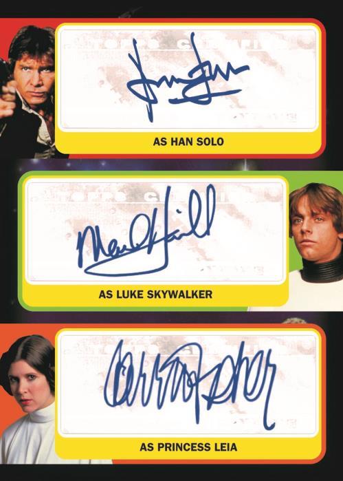 Triple Autographs: Featuring Harrison Ford, Mark Hamill, and Carrie Fisher.