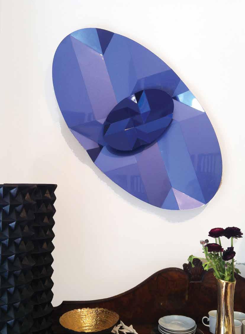 T28\\ Neptune Blue Oval \\ wall piece Designer \\ Ilan Garibi Materials \\ stainless still
