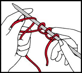 Insert the needle under the short length of the yarn then draw the needle through the loop and tighten the knot.