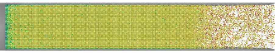 10s 30s 100s Figure 2: Flow over the screen for feed rate 0.05 kg/s at t = 10 s (top), 30 s (middle) and 100 s (bottom).