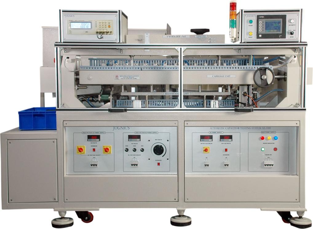TESTING & SORTING Automatic Capacitor Testing System Model AE 1000 Features The machine facilitates automatic loading, testing and sorting of the elements.