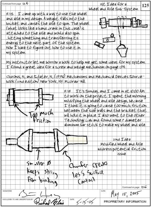 Engineering Notebook Samples The following would be considered an excellent example