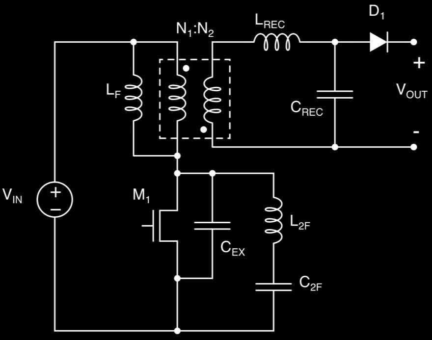 Isolated VHF dc-dc Topology Isolated Φ 2 inverter, resonant rectifier Single-switch resonant Inverter and resonant rectifier ZVS switching waveforms with low voltage stress Device, transformer