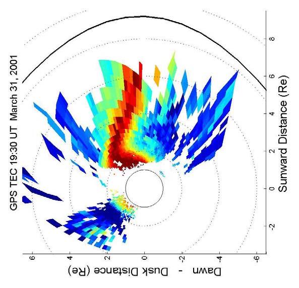 Carries Enhanced TEC into Noontime Cusp Magnetosphere: