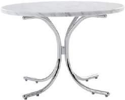 TABLES RETAIL DKK INCL VAT MODULAR TABLE H: 36 cm; Ø50 cm, Base: ø34 cm Frame : Solid metal Ø16mm, polished and chrome plated Top : MDF, poly coated Available in Black or White Design : 1959/1960 Art.
