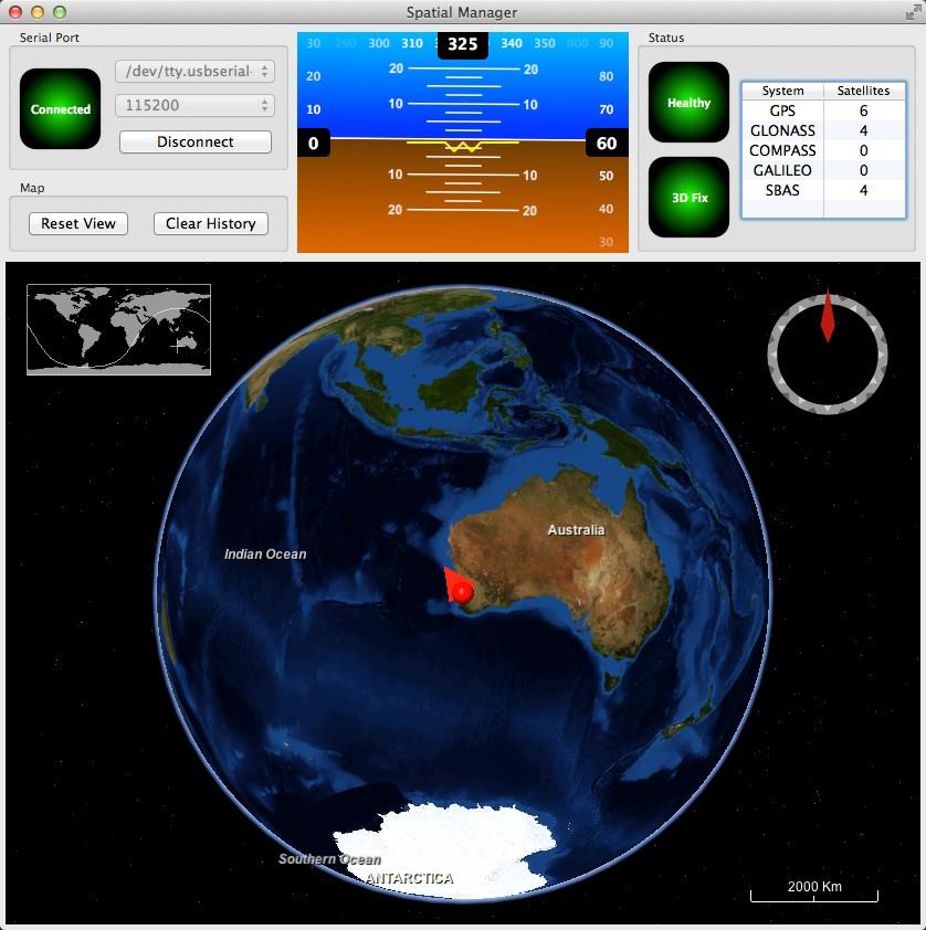 Page 6 of 9 Version. //7.5 Main View Illustration 5: Screenshot of Spatial Manager main view.5. Serial Port The serial port dialogue is used to connect to Spatial.
