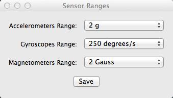 Page 76 of 9 Version. //7.. Sensor Ranges The sensor ranges dialogue is used to set the dynamic range of the sensors.
