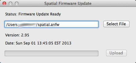 Page 6 of 9 Version. //7.9. Firmware Update The firmware update dialogue is used to update Spatial's firmware. Advanced Navigation firmware files have the extension.anfw.