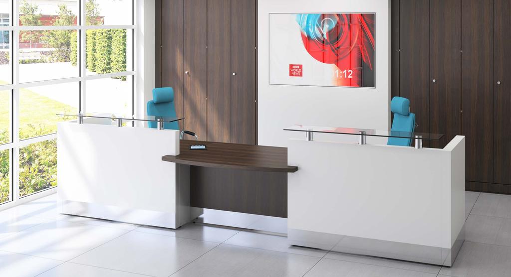 Pro Reception Desk Fulcrum Professional reception desk in Smoked Oak and high gloss