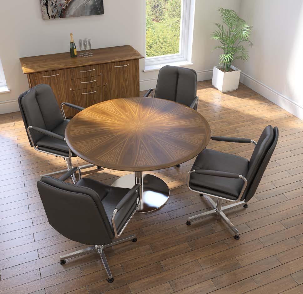Fitted with solid timber handles. Tables available up to 1800mm diameter (1500mm shown).