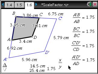 Next, students should find the perimeter of each quadrilateral by again using the Length tool and selecting each quadrilateral.