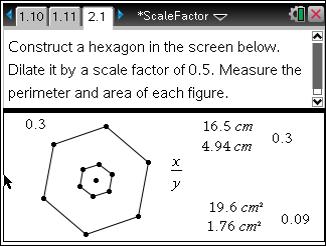 Now, students should then change the scale factor to 0.3 and then again to 0.