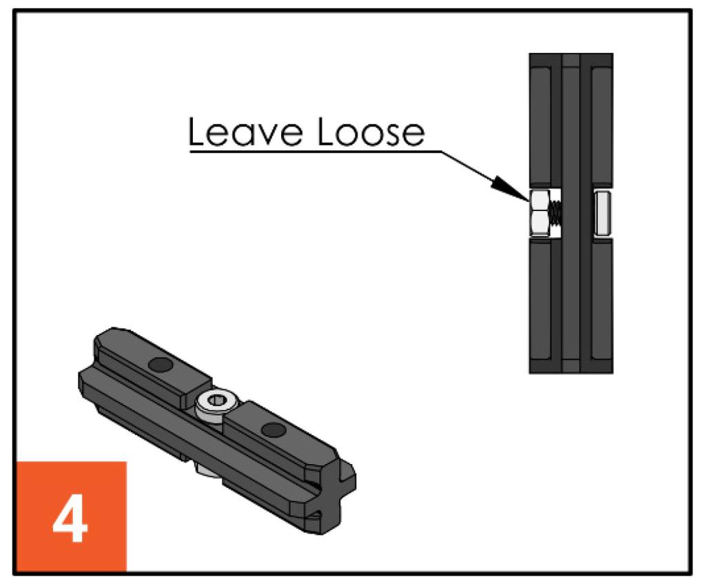 Step 3 Required Components: Double Sided Slider x1 M3 x 8mm Low Profile Socket Cap Bolts x1 M3 Nut x1 Be sure that you insert the bolt from the correct