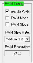 The PWM mode, slew rate, and the slope of the signal can also be configured in the main window as shown in Figure 4.3.