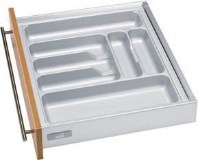 InnoTech - Accessories Cutlery trays for variable drawer widths Cutlery insert for cut to size widths, attractive design to match InnoTech drawers Silver-grained finish Universal application
