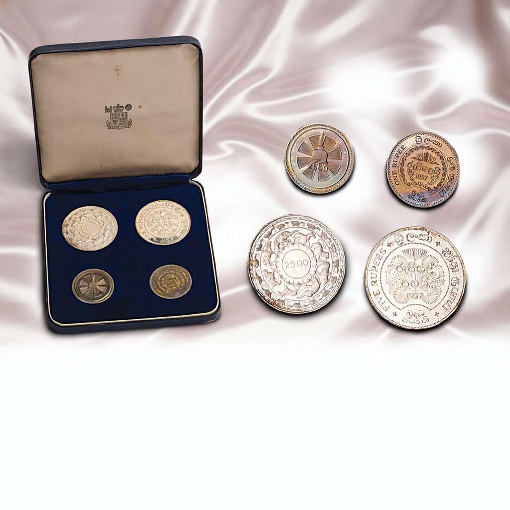 Modern Commemoratives Independent Ceylon (20th Century AD) Rare Buddha Jayanthi proof coin set in presentation box with Royal Mint Emblem.