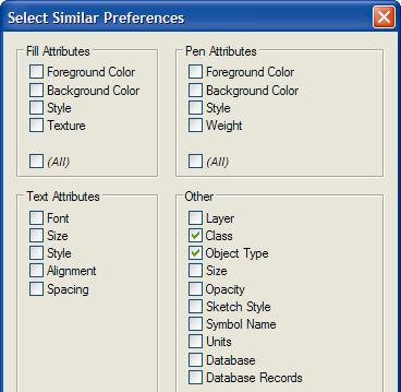 In the Select Similar Preferences dialog box, verify or adjust settings as shown at left.