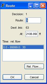 window appears (see Figure 12). Figure 12. The "Route" window. Click the Rel.