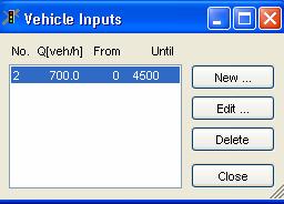 Figure 4. The Vehicle Inputs window. Click at the Edit button so that the Edit vehicle input window appears (see Figure 5). Figure 5. The Edit vehicle input window.
