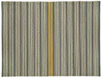 Designer Genevieve Gorder sums it up this way: Striped and featuring one band of color pop in the center of the rug, we give the