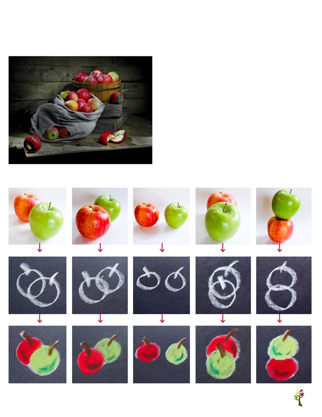 COMPOSITION of an apple middle ground background In the visual arts, composition is the placement of objects in a painting. It means: putting together.