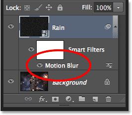 The Layers panel showing the Motion Blur Smart Filter.