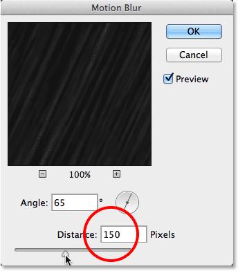 This will re-open its dialog box allowing you to increase (or decrease) the Distance value. In my case, my image is fairly large so my initial Distance value of 75 pixels was too low.