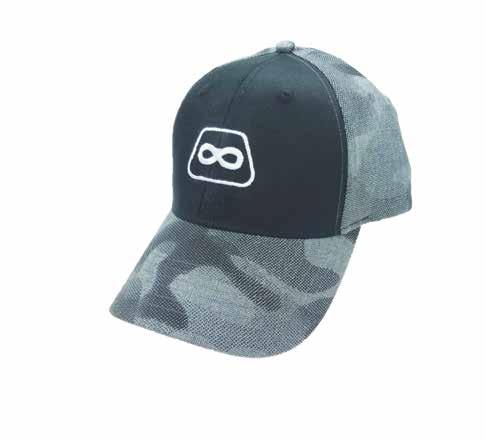 Black twill and metallic rigid mesh structured pro style cap with screen print design on mesh and embroidered logo Enzyme washed black