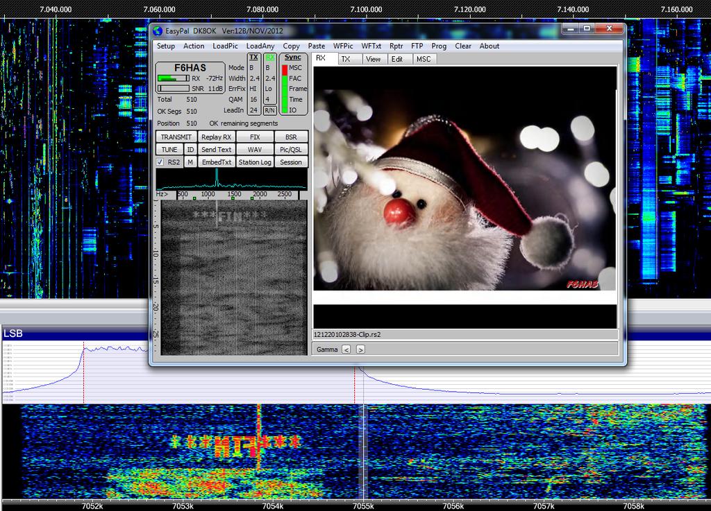 Figure 18: turned out as Season Greetings by F6HAS in DRM - a legitimate user on 7055 khz.