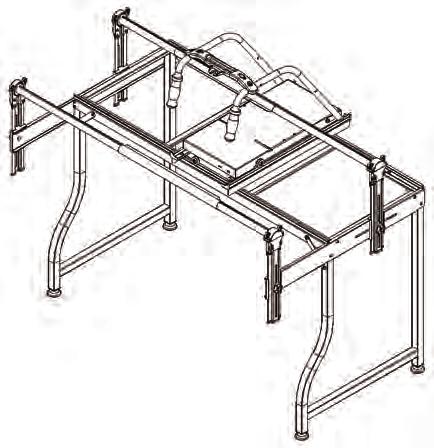 Step 10: Placing your Sewing Machine -Cam Clamp (4) -Assembled Carriage and Frame (1) 10-1: Place your sewing machine onto the Top Plate of the Carriage, and center it, from side to
