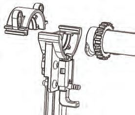 Put (2) M6 x 12mm Set M5 Square Nut M5 x 10mm Square Nut M5 Screw into the Rail through the hole SCHCS and attach the Rail Coupler to the Non-Ratchet Rail on the other side of the rail, see Wheel